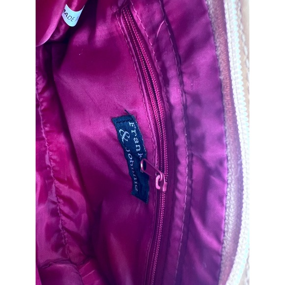 Frank & Johnnie Beaded Embroidered Beach Scene Canvas Shoulder Bag Multicolor - Picture 4 of 4